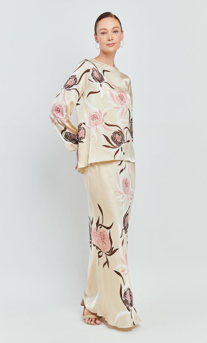 Pery Ballon Sleeve Set - Rosloe Satin Silk