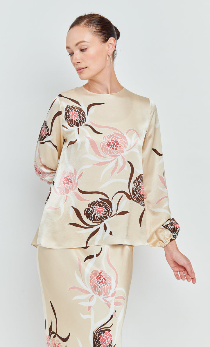 Pery Ballon Sleeve Set - Rosloe Satin Silk