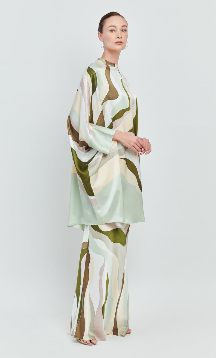 Alia Long Set - Linear Satin Silk