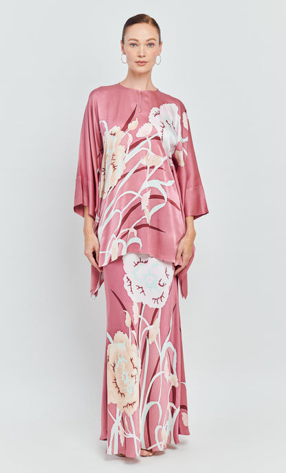 Kaftan Short Set - Poppy Satin Silk