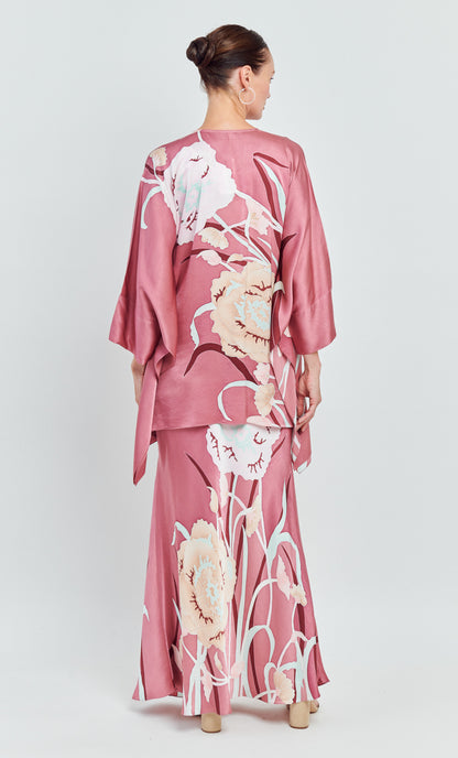 Kaftan Short Set - Poppy Satin Silk