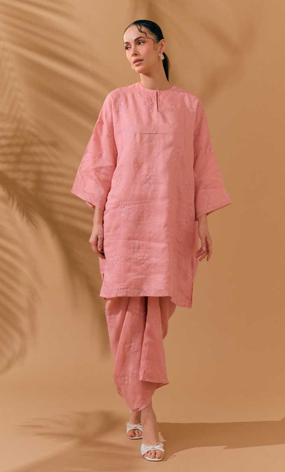 Long Kurung Opah Set - Pink