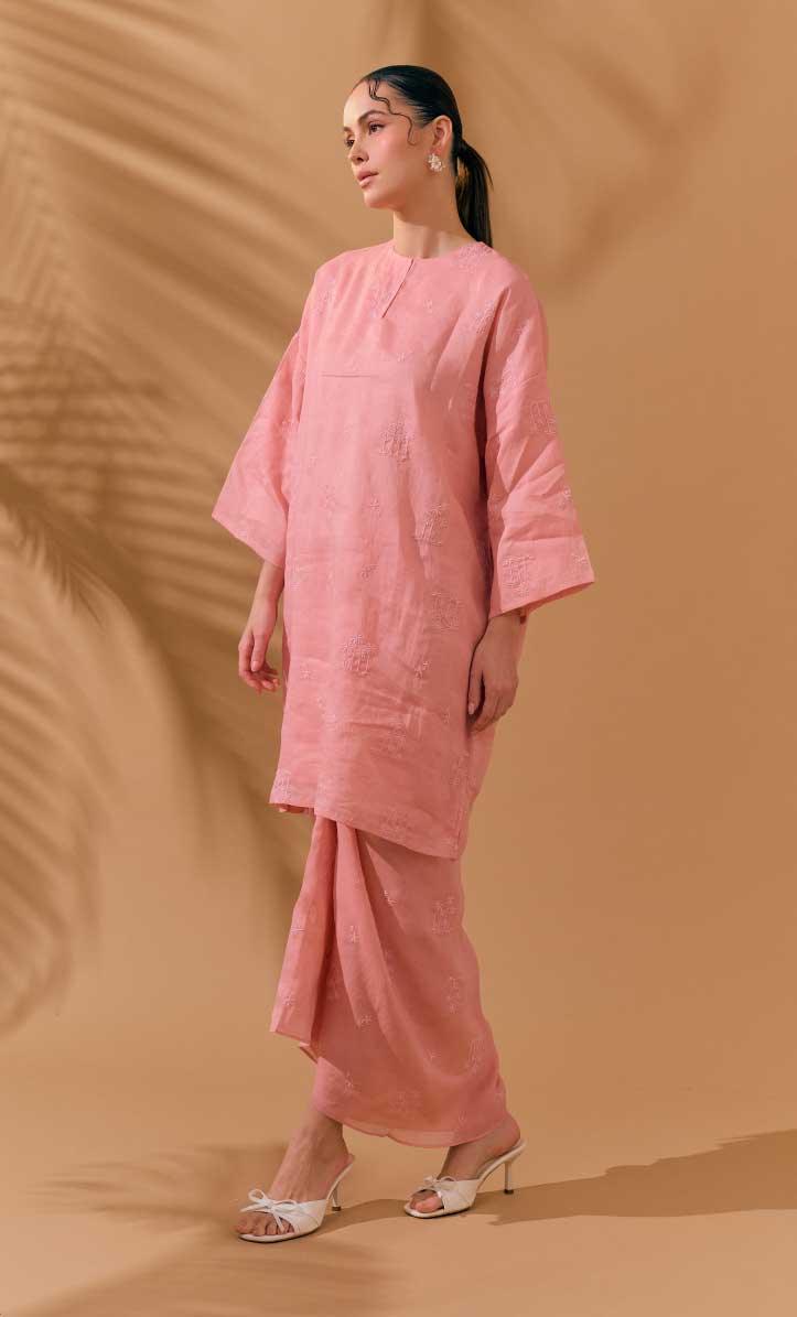 Long Kurung Opah Set - Pink