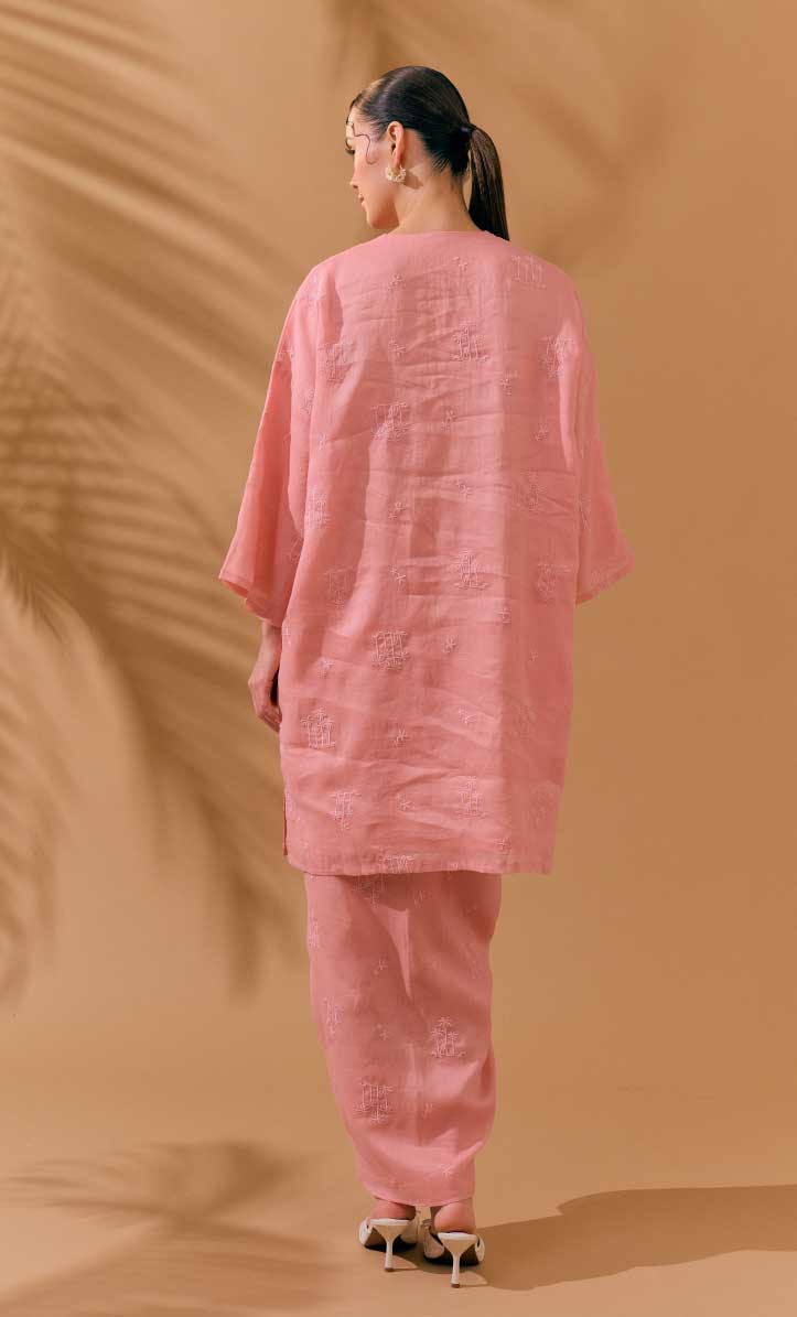 Long Kurung Opah Set - Pink