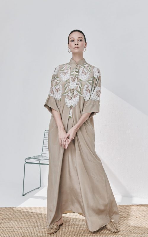 Juliana Dress – Pine Flower Crepe Silk