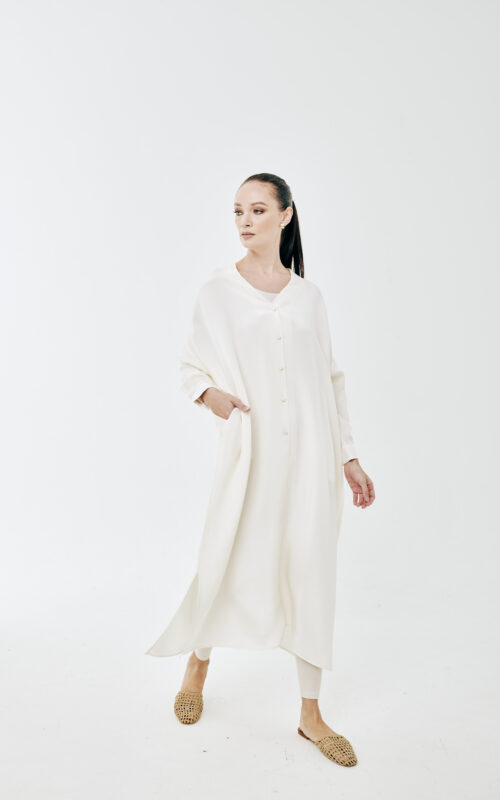 Marcella Dress – White Heavy Crepe