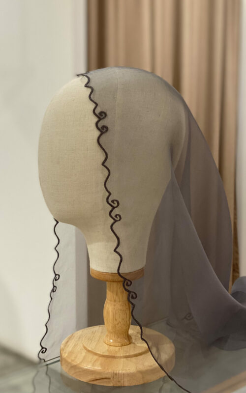 Embroidery Shawl – Grey Organza