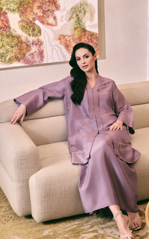Kebarung Klasik Beaded Set – Lavender Shantung Silk