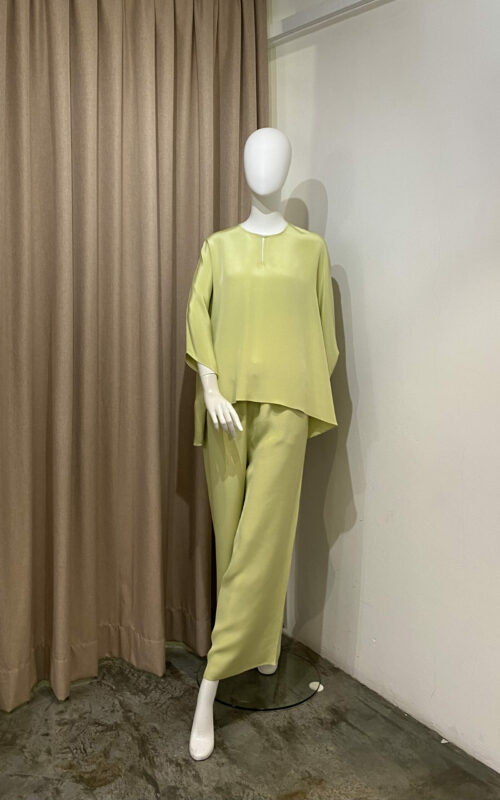 Nalia Set With Zara Palazzo – Sage Green Heavy Crepe
