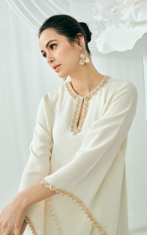 Rania Dress Set – Plain Off White Heavy Crepe