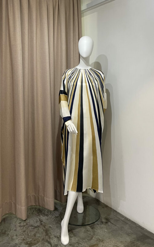 Round Neckline Marcella Dress – Lines Satin Silk