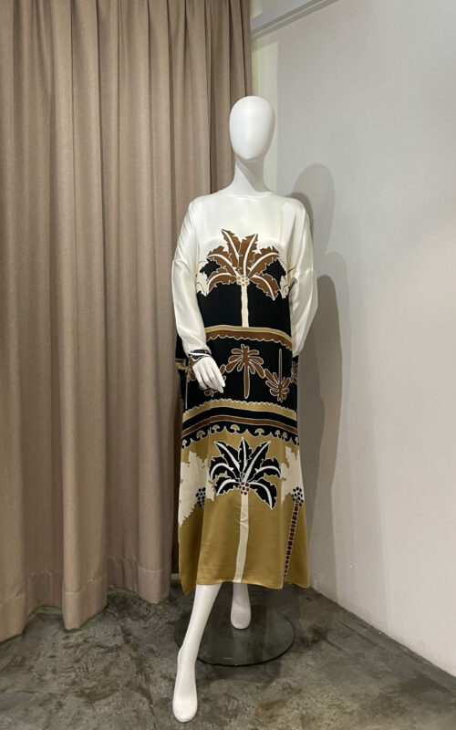 Round Neckline Marcella Dress – Tribal Satin Silk