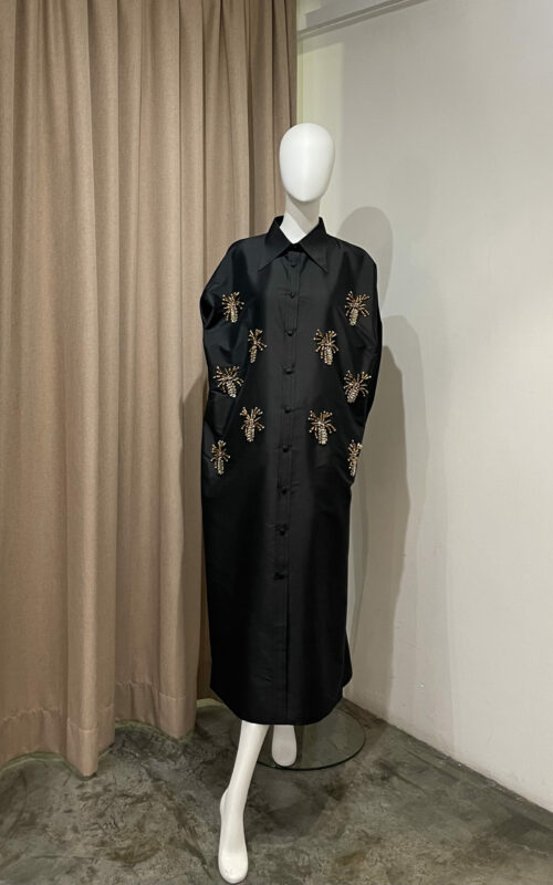 Marcella Collar Dress – Beaded Tafetta Silk