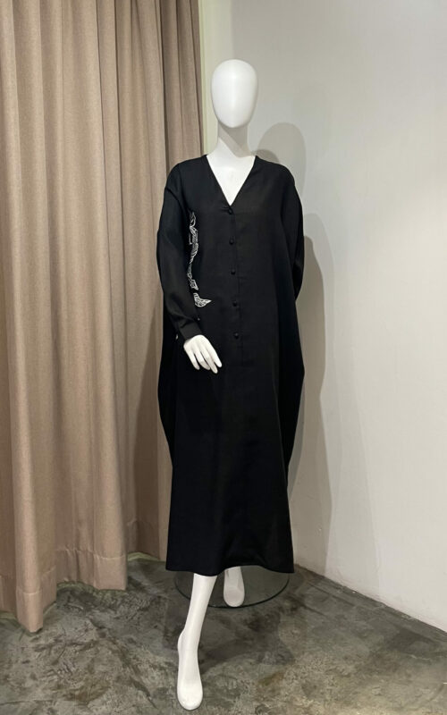 Marcella Dress – Black Buhinia Embroidery