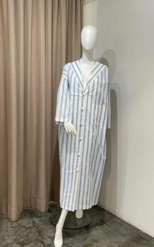 Blazer Dress – Light Blue Striped Cotton