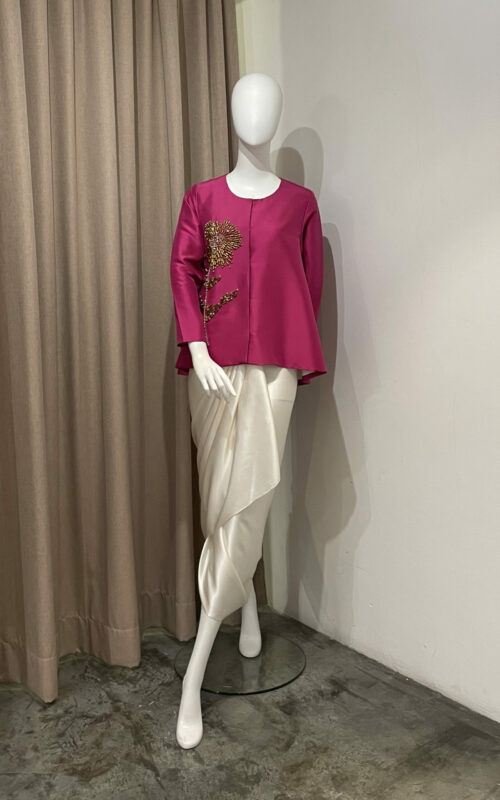 Jacket Top – Beaded Fushia Shantung